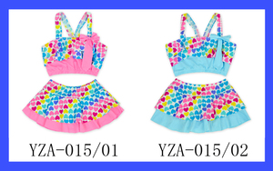 Ensemble <span class=keywords><strong>maillot</strong></span> <span class=keywords><strong>de</strong></span> <span class=keywords><strong>bain</strong></span> pour petites filles, tenue <span class=keywords><strong>de</strong></span> plage haut <span class=keywords><strong>de</strong></span> gamme, motifs à pois colorés, bon marché, vente en gros, 2019 - Product Image 6