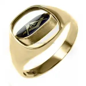 Masonic Swivel Ring Gold Plated Silver Ring