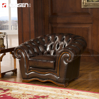 HAOSEN klasik retro S088 setengah asli bingkai kayu furnitur kulit pendukung baik sofa kulit bagian ruang tamu sofa