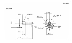 Chiết Áp Xoay Carbon 5K <span class=keywords><strong>10K</strong></span> 100K 200K 500K RV24YN20S - Product Image 4