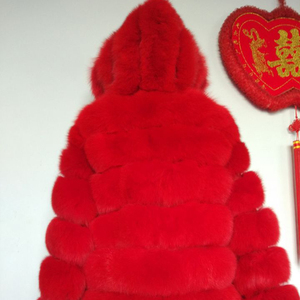 Moda nuevo estilo al por mayor chaqueta de piel de zorro genuina personalizada/sexo mujeres invierno rojo abrigo de piel de zorro Real - Product Image 4