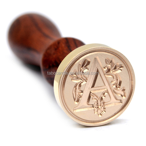 <span class=keywords><strong>Sello</strong></span> de cera inicial clásico de madera con letras del alfabeto, sellos de madera Vintage para tarjetas/sobres - Product Image 1