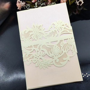 Cartes d'invitation de <span class=keywords><strong>mariage</strong></span> découpées au Laser, 50 pièces, <span class=keywords><strong>enveloppe</strong></span> en <span class=keywords><strong>dentelle</strong></span> dorée, fournitures de <span class=keywords><strong>mariage</strong></span> - Product Image 2