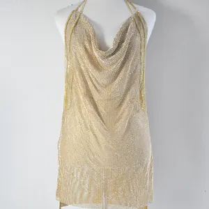 Corpiño dorado brillante con diamantes de imitación, vestido de noche para fiesta y WDPA-009