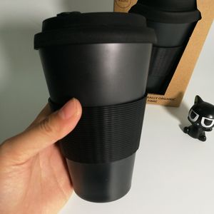 <span class=keywords><strong>Gobelet</strong></span> à café noir en <span class=keywords><strong>bambou</strong></span> <span class=keywords><strong>réutilisable</strong></span>, écologique et biodégradable avec couvercle en silicone, design personnalisé - Product Image 2