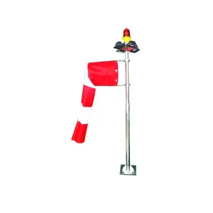 Heliport Wind Cone, ICAO Compliance Helipad Windsock with Inside Flood Light A Obstruction Light Pole Height Is Customized