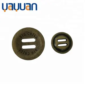 Alloy 2 slot button decoration lettering button size and color custom