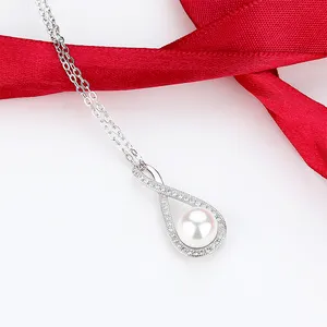 Custom High Quality 925 Sterling Silver Pendant Pearl Necklaces