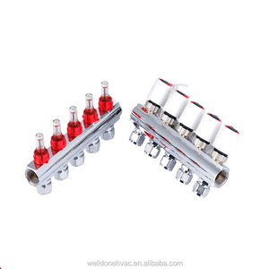 5 ports/circuits/zones chrome plaqué 1 pouce en laiton pex collecteur pour chauffage par le sol - Product Image 2