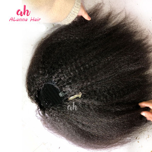 Nóng Bán Tóc Con Người Ponytail Phần Mở Rộng Top Grade 10A Trinh Nữ Mông Cổ Kinky Thẳng Đuôi Ngựa Thời Trang Và Cổ Điển - Product Image 1