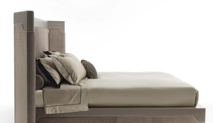 Современная двухъярусная кровать Daylight с изголовьем, серый велюр, размер Queen, массив березы - Product Image 4