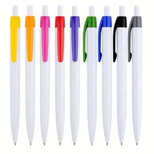 Tıklayın tükenmez tipi hediye ticaret veya gösteri promosyon beyaz plastik kalem