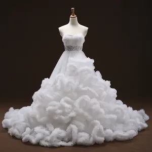 Jancemebr RSM6662 Real Sample Lovely Organza Sleeveless Bride Dresses White Wedding Dress