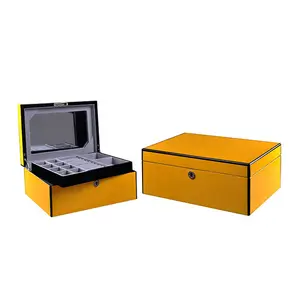 New design hot sale piano yellow lacquer finish hot sale luxury wooden jewelry box