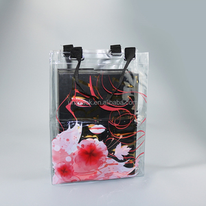 Lớn nút snap đóng cửa hoặc ziplock nhựa mua sắm pvc túi rõ ràng với ống xử lý - Product Image 6