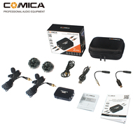 COMICA CVM-D03 Double-tête Détachable muti-fonctionnel Micro Cravate pour Gopro/Smartphone/Caméra avec Mono/Stéréo Commutateur