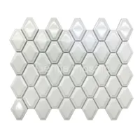 Premium duvar dekor 6mm eğimli petek şekli uzun altıgen beyaz seramik mozaik karo
