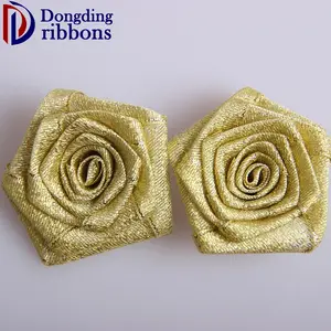 Wholesale Custom Various Color Rose Trim Handmade Satin Ribbon Flower For Wedding Garment Decoration