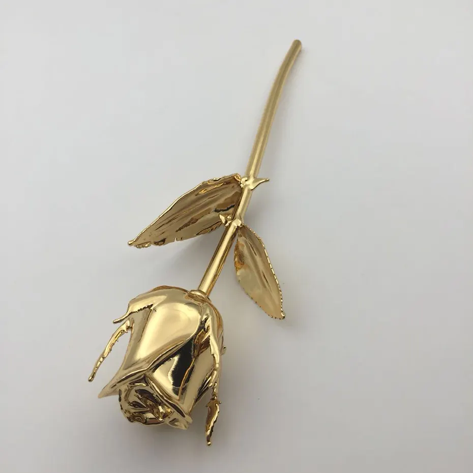 999.9 full gold plated real rose in budding type the best gift for girlfriend on Valentines day