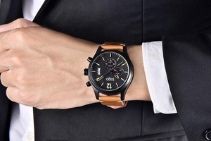Fabbrica di Shenzhen Grande Momenti del Quarzo Del Mens Braccialetto di Cuoio Della Cinghia Della Vigilanza Della Mano - Product Image 2