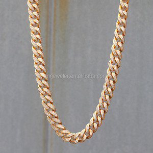 Nuevo 14k chapado <span class=keywords><strong>en</strong></span> oro <span class=keywords><strong>CZ</strong></span> helado cadena de eslabones cubanos hombres hip hop joyeria - Product Image 5