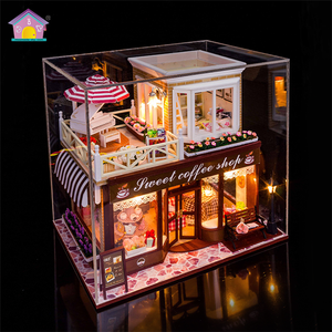 Diy Poppenhuis Miniatuur Koffie Winkel Model Poppenhuis Building Diy Poppenhuis Miniatuur Kit Met Meubels Speelgoed