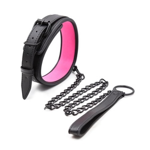 Collar esclavo de cuero BDSM con correa para adultos, juego de Bondage de neopreno PU, fetiche, cadena de Metal