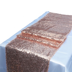 Rose <strong>Gold</strong> Sequin Fabric 100% Polyester Eco-Friendly Durable Customizable <strong>Table</strong> <strong>Runners</strong> Unique Fancy Print Knitted for Home Hotel - Product Image 5