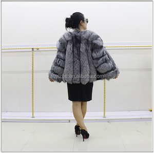 Manteau en fourrure de fourrure en argent véritable / Veste en fourreau en argent naturel de style russe - Product Image 4