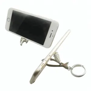 metal multifunction keychain with bottle opener and mobile phone stand