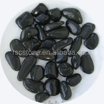 Black polished gravel pebble stone