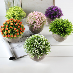 Cây Nhựa Nhân Tạo <span class=keywords><strong>Mini</strong></span> Độc Đáo Hoa Cỏ Xanh Tươi Giả Với Chậu Màu Xám Để Trang Trí Nhà Cửa - Product Image 2