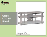 Modernes Design Wohnmöbel Aufbewahrungsregal Gehärtetes Glas Eck-TV-Schrank Schwarz Global Orbit Modell GO-854R