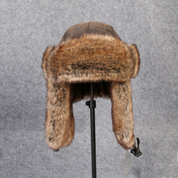 Gorro de Piel de Conejo para Hombre, Estilo Ruso Ushanka, Gorro de Invierno para Hombre