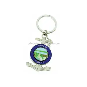 Tourist Gift Antalya Souvenirs Metal Epoxy Fashion Turkey Anchor Key Chain Portable Nautical Key Rings