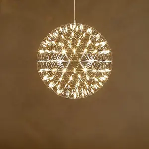 HIGH QUALITY INDOOR LIGHTS DECOR HANGING CHANDELIER INDUSTRIAL BALL LARGE ROUND LED CHROME PENADNT LAMPS