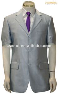 Limpieza En Seco de Poliéster Negro Gris de moda de Manga Corta Slim Fit hombres Traje - Product Image 1