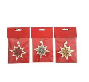 Wooden shining star shaped christmas decoration hanging ornaments xmas gifts