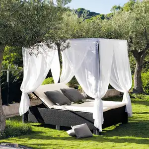 Alle Wetter Im Freien Tag Bett Runde Rattan Wicker Lounge Sonnenbank/Sofa Moderne Solarium Terrasse Rattan Sonne Chaise Liege Stuhl