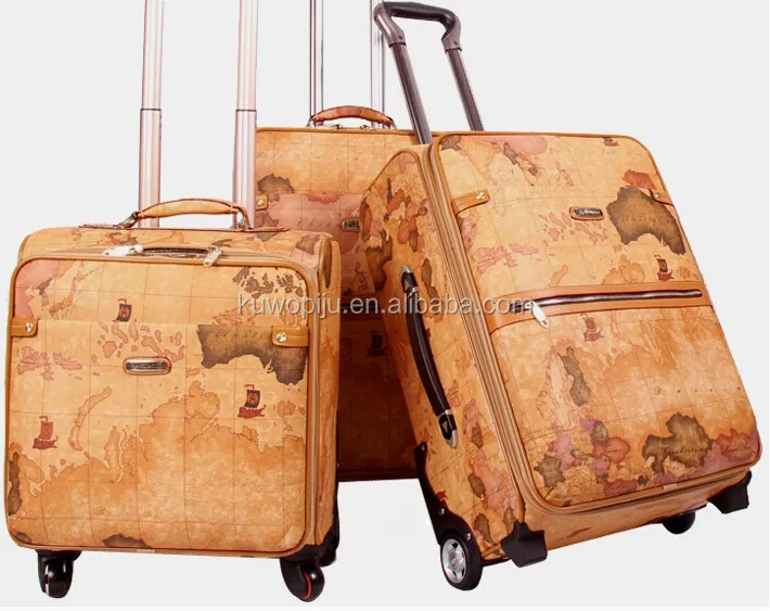 Желтая карта уникальный 3 шт блесна наборы чемоданов-20 "24" 28 "багаж на ролликах для путешествий Набор Перевозчик