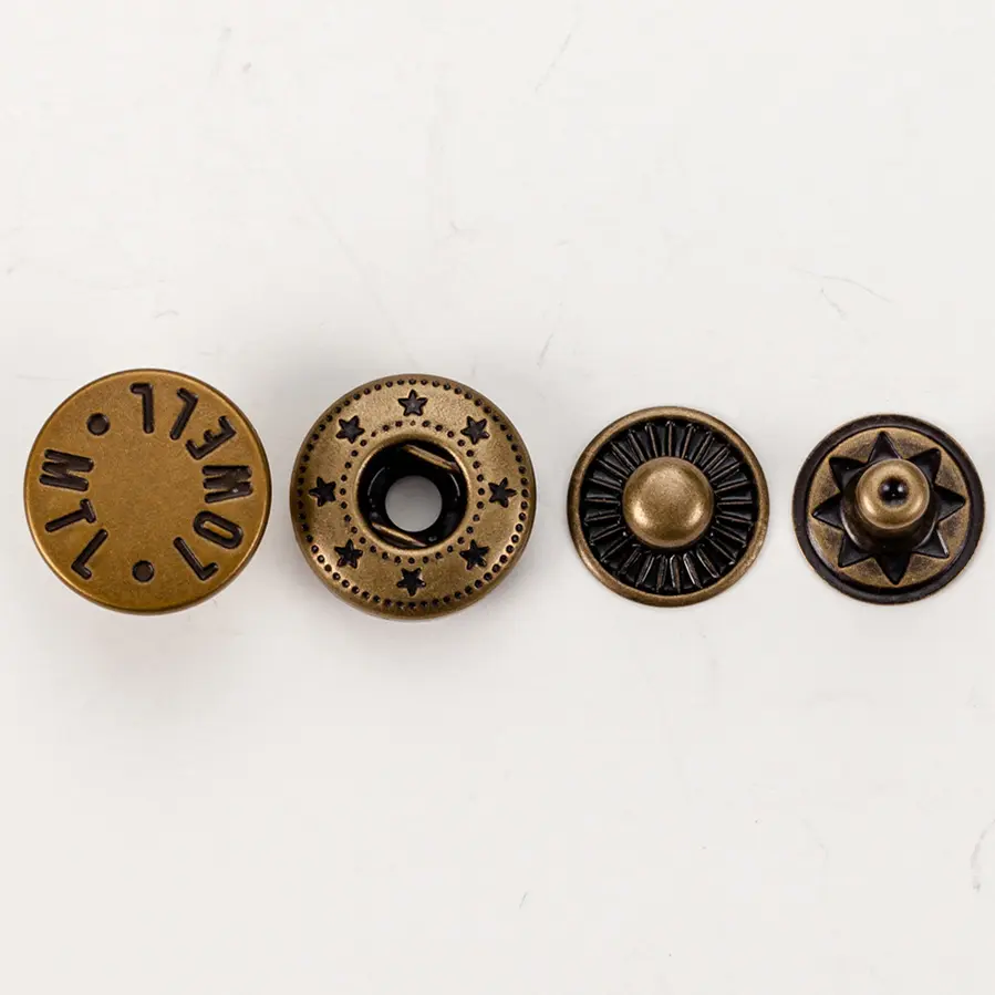 Eco friendly design custom logo brass press metal snap buttons for clothing