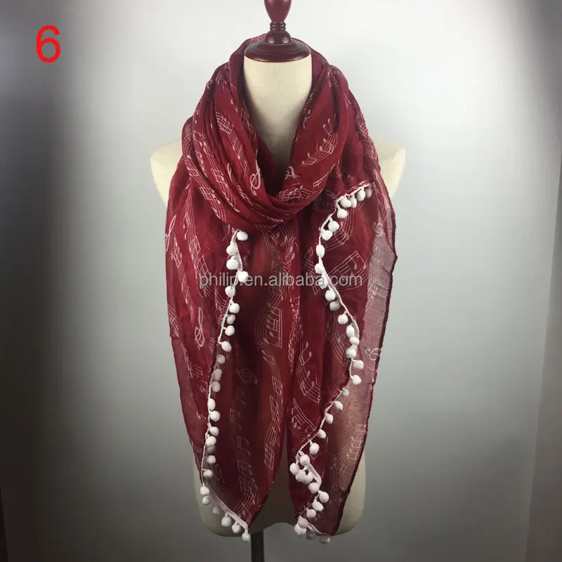 Groothandel best selling viscose sjaal sjaal met pom pom