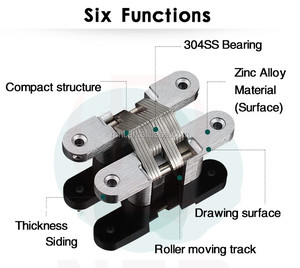 Charnière de porte à <span class=keywords><strong>pivot</strong></span> pliant en alliage de zinc robuste, charnière invisible cachée à 180 degrés <span class=keywords><strong>pour</strong></span> porte ou armoire - Product Image 4