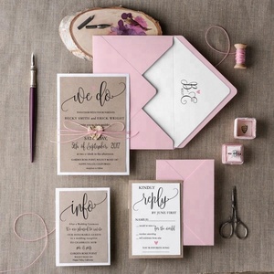 Suite d'invitations de <span class=keywords><strong>mariage</strong></span> rustiques de style traditionnel rose poudré avec enveloppe doublée et cartes de <span class=keywords><strong>remerciement</strong></span> - Product Image 2