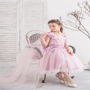 Vestido de Niña de las Flores Estilo Princesa, Vestido de Gala con Cola de Catedral, Vestido Infantil para Niñas Pequeñas, Vestidos de Niña de las Flores - Product Image 5