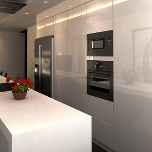 Meuble d'îlot de cuisine moderne très demandé avec finition laquée métallique, poignée intégrée, robinet et charnière pour la vente <span class=keywords><strong>en</strong></span> gros - Product Image 5