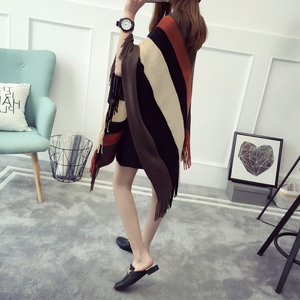 Của phụ nữ thiết kế mới dệt kim lỏng áo len CAPE Shawl dài phong cách Acrylic Poncho không có tay áo len tabard khăn choàng - Product Image 5