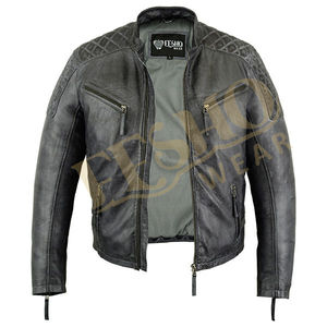Chaqueta de cuero de moda de aspecto antiguo para hombre, estilo acolchado de piel de cordero suave, logotipo frontal, ropa de moda de calle alta encerada lavada en invierno - Product Image 1
