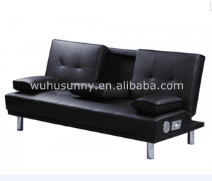 Modern Design Leather Cup Holder <strong>Sofa</strong> <strong>Bed</strong> Unique Wooden <strong>Frame</strong> With Synthetic Leather Upholstery Foldable Feature for Living Room - Product Image 2
