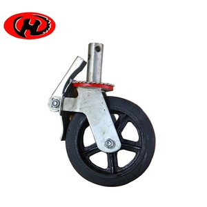 <span class=keywords><strong>Roue</strong></span> de chariot à roulettes en caoutchouc noir de 8 pouces avec système de freinage double et <span class=keywords><strong>moyeu</strong></span> en fer - Product Image 5